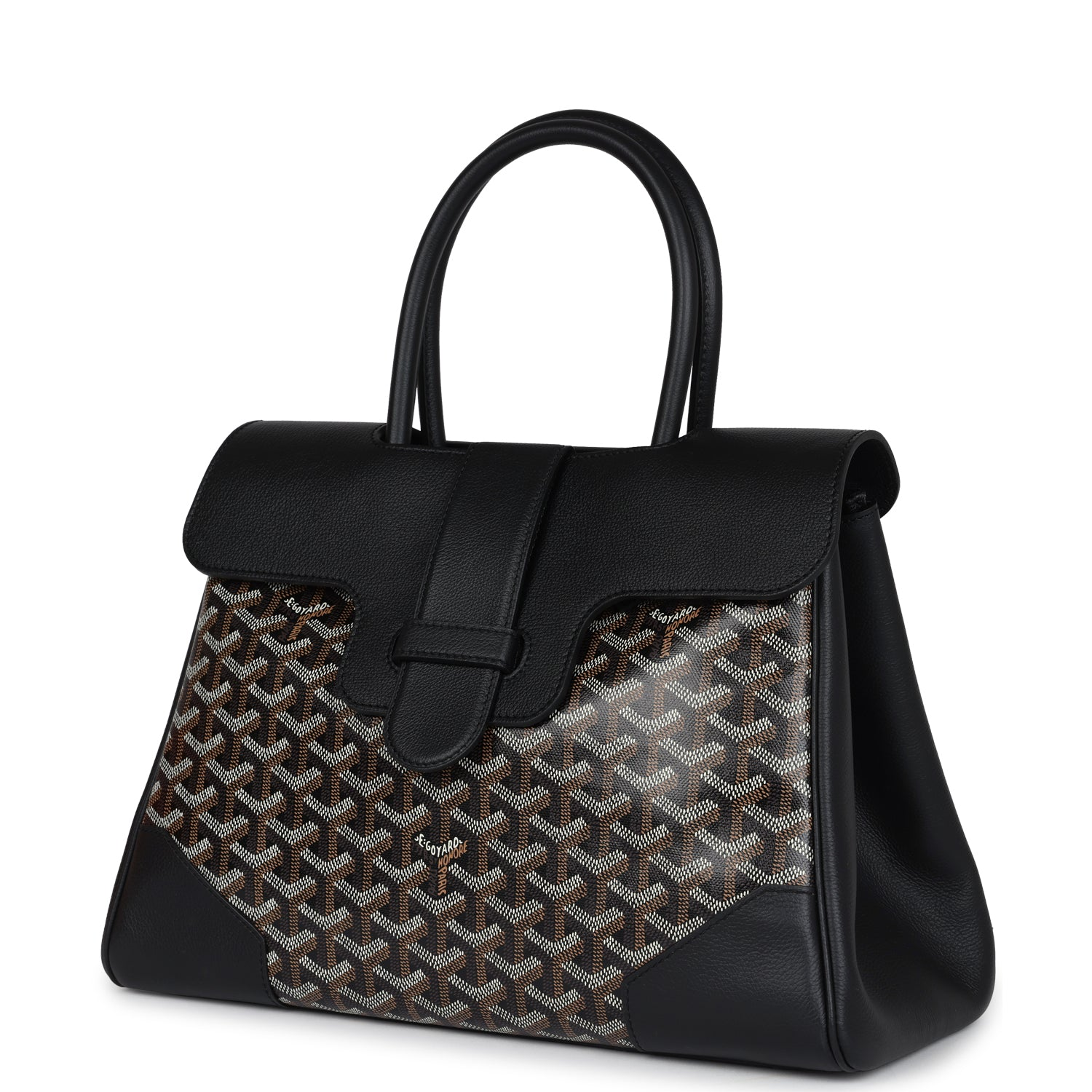 GOYARD SAIGON TOTE BLACK GOYARDINE CANVAS PALLADIUM HARDWARE