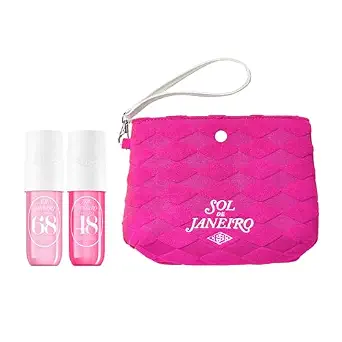 SOL DE JANEIRO GIFT SET TWO TRAVEL SIZE PERFUME MISTS WITH PINK POUCH FOR WOMEN