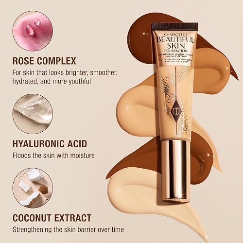 CHARLOTTE TILBURY BEAUTIFUL SKIN HYDRATING FOUNDATION - MEDIUM COVERAGE, GLOW PLUMPING MAKEUP