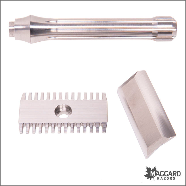 BLACKLAND RAZORS BLACKBIRD STAINLESS STEEL OPEN COMB DE SAFETY RAZOR WITH 85MM HANDLE, MACHINED FINISH
