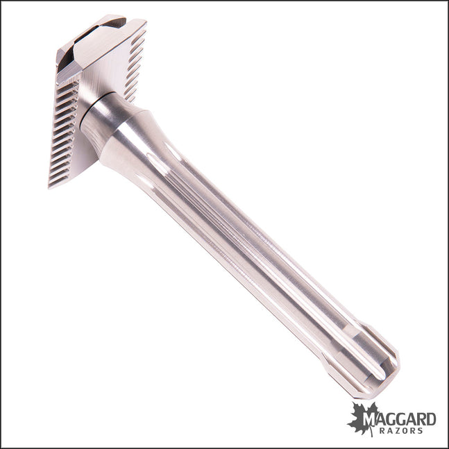 BLACKLAND RAZORS BLACKBIRD STAINLESS STEEL OPEN COMB DE SAFETY RAZOR WITH 85MM HANDLE, MACHINED FINISH