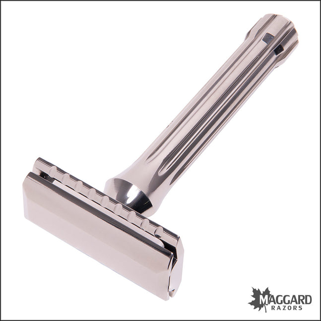 BLACKLAND RAZORS BLACKBIRD TITANIUM CLOSED COMB DE SAFETY RAZOR WITH 85MM HANDLE, POLISHED FINISH