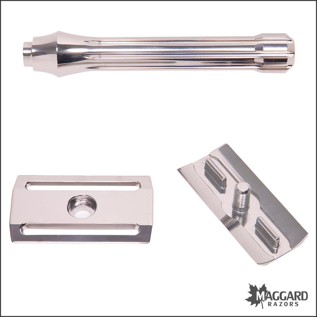 BLACKLAND RAZORS BLACKBIRD TITANIUM CLOSED COMB DE SAFETY RAZOR WITH 85MM HANDLE, POLISHED FINISH