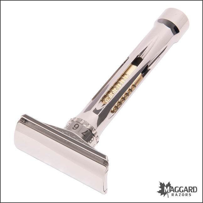 BLACKLAND RAZORS OSPREY STAINLESS STEEL CLOSED COMB DE SAFETY RAZOR WITH 85MM HANDLE, POLISHED FINISH