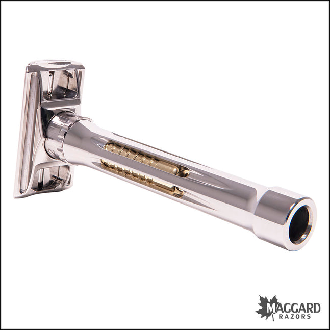 BLACKLAND RAZORS OSPREY STAINLESS STEEL CLOSED COMB DE SAFETY RAZOR WITH 85MM HANDLE, POLISHED FINISH