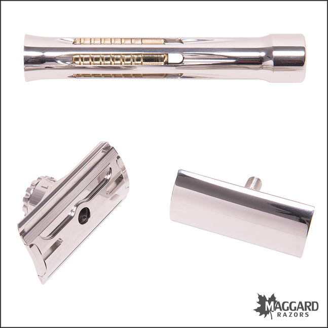 BLACKLAND RAZORS OSPREY STAINLESS STEEL CLOSED COMB DE SAFETY RAZOR WITH 85MM HANDLE, POLISHED FINISH