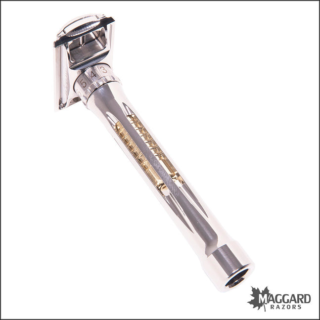 BLACKLAND RAZORS OSPREY TITANIUM CLOSED COMB DE SAFETY RAZOR WITH 85MM HANDLE, POLISHED FINISH