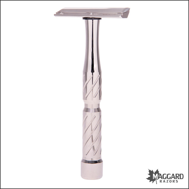 BLACKLAND RAZORS VECTOR STAINLESS STEEL CLOSED COMB SINGLE EDGE SAFETY RAZOR WITH 92MM HANDLE, POLISHED FINISH