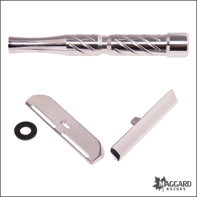 BLACKLAND RAZORS VECTOR STAINLESS STEEL CLOSED COMB SINGLE EDGE SAFETY RAZOR WITH 92MM HANDLE, POLISHED FINISH