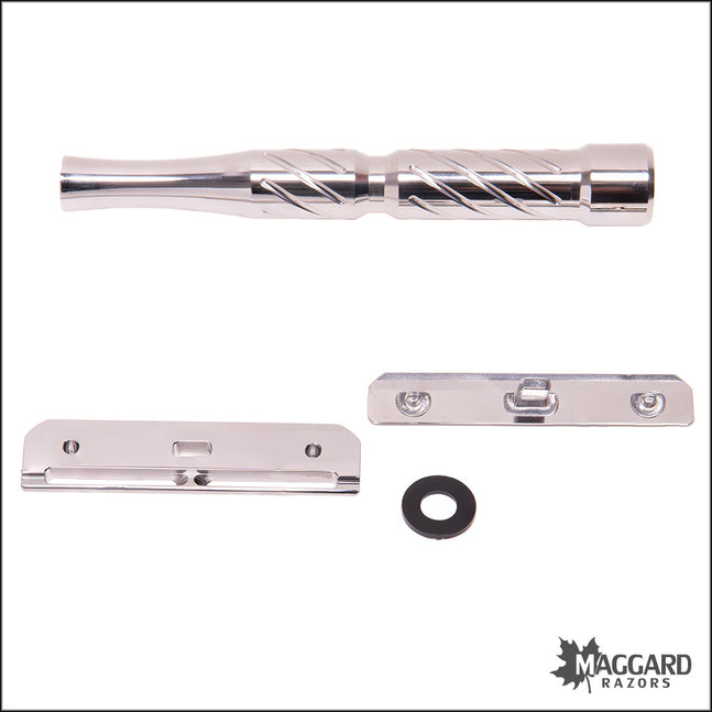 BLACKLAND RAZORS VECTOR STAINLESS STEEL CLOSED COMB SINGLE EDGE SAFETY RAZOR WITH 92MM HANDLE, POLISHED FINISH