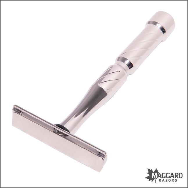 BLACKLAND RAZORS VECTOR TITANIUM CLOSED COMB SINGLE EDGE SAFETY RAZOR WITH 92MM HANDLE, POLISHED FINISH