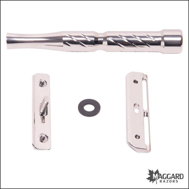 BLACKLAND RAZORS VECTOR TITANIUM CLOSED COMB SINGLE EDGE SAFETY RAZOR WITH 92MM HANDLE, POLISHED FINISH