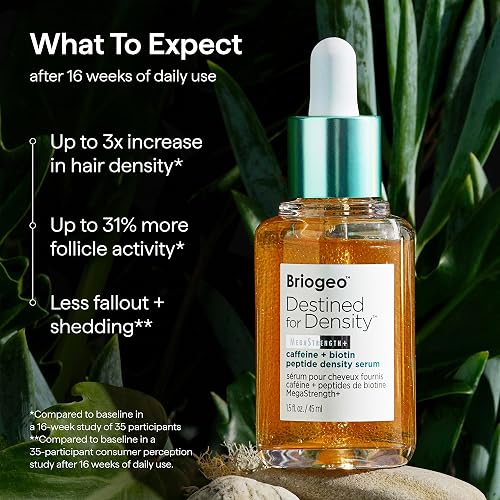 BRIOGEO DESTINED FOR DENSITY SERUM WITH CAFFEINE BIOTIN THICKENS FINE, THINNING HAIR, VEGAN