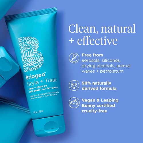 BRIOGEO YUZU PLUM OIL SOFT POWER AIR DRY CREAM LEAVE-IN ANTI-FRIZZ STYLING FOR CURLS WAVES, 4 OZ