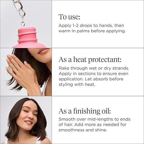 BRIOGEO 4-IN-1 WEIGHTLESS HAIR OIL SILICONE-FREE HEAT PROTECTANT, FRIZZ CONTROL SHINE, 1.5 OZ