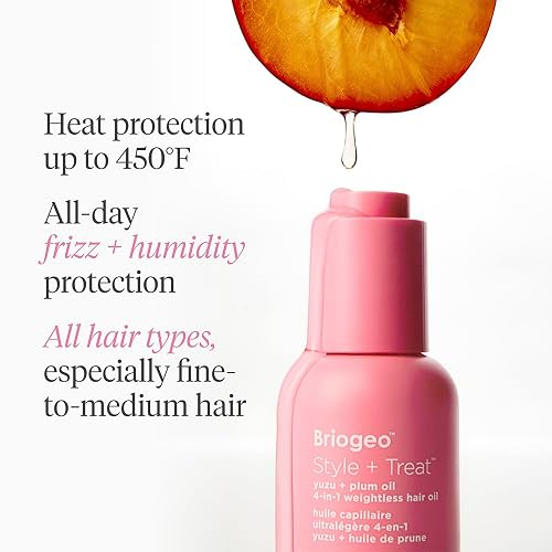 BRIOGEO 4-IN-1 WEIGHTLESS HAIR OIL SILICONE-FREE HEAT PROTECTANT, FRIZZ CONTROL SHINE, 1.5 OZ