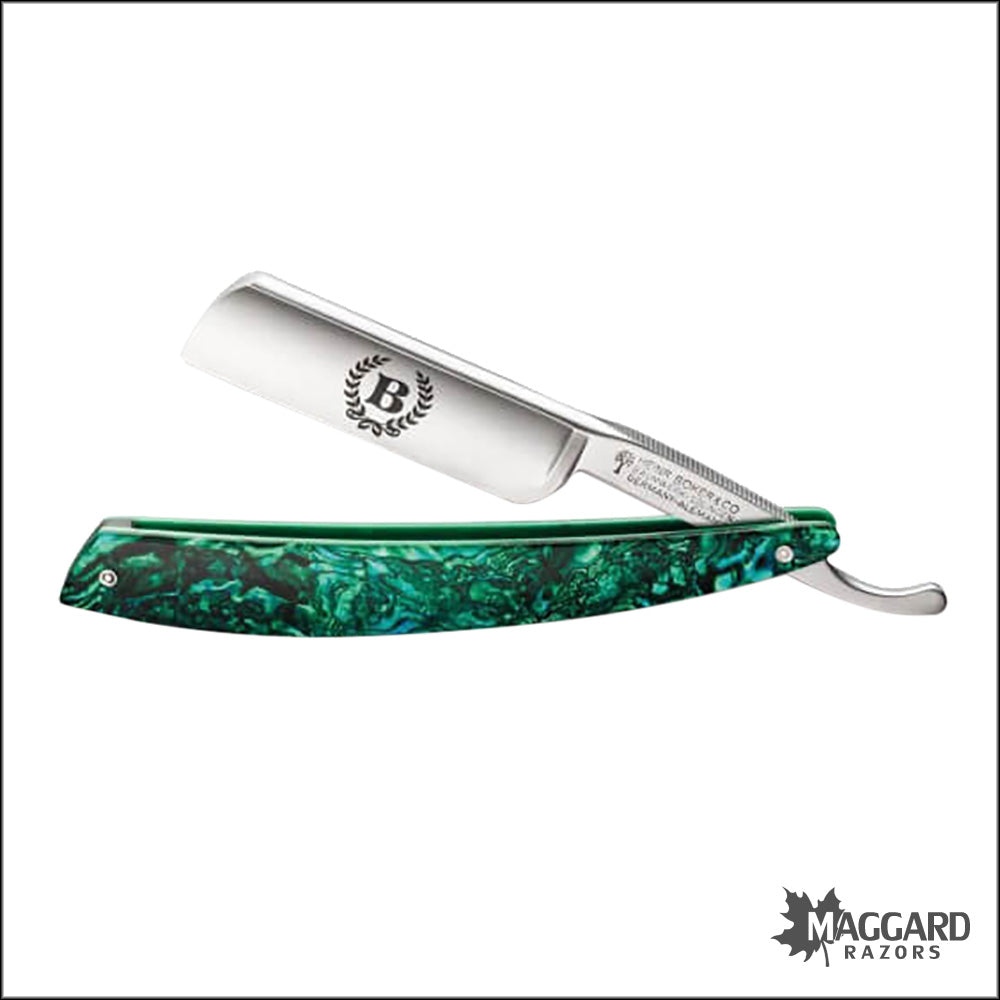 BOKER 140209 ABALONE 6/8 FRENCH POINT STRAIGHT RAZOR, PROFESSIONALLY HONED