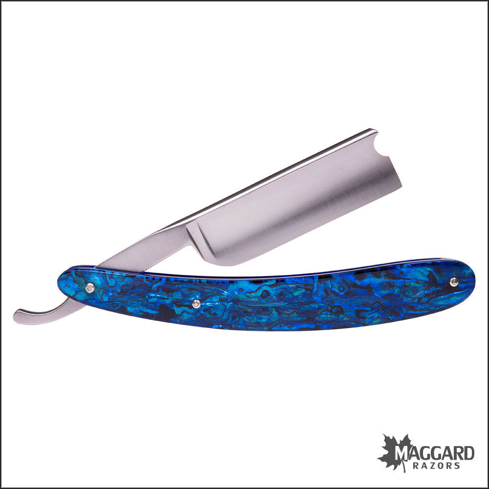 BOKER 140557 BLUE SHELL 7/8 SQUARE POINT STRAIGHT RAZOR, PROFESSIONALLY HONED