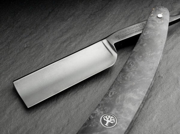 BOKER 140919 BLACK AMBOINA 6/8 SQUARE POINT STRAIGHT RAZOR, PROFESSIONALLY HONED