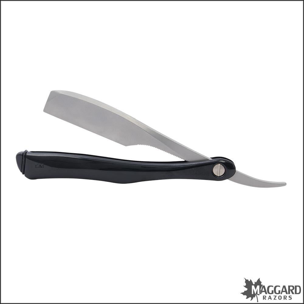 KAI CAPTAIN R7 STANDARD FOLDING STRAIGHT RAZOR SHAVETTE, BLACK HANDLE