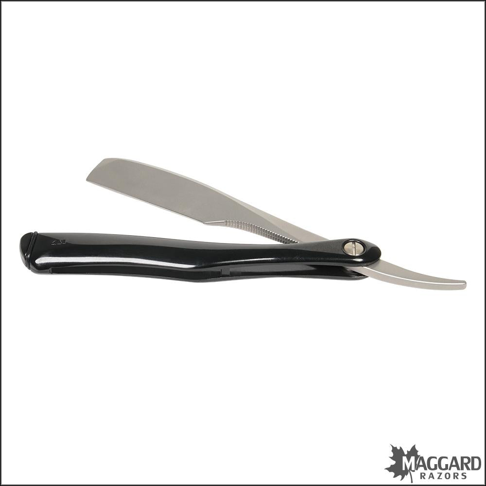 KAI CAPTAIN R7 STANDARD FOLDING STRAIGHT RAZOR SHAVETTE, BLACK HANDLE