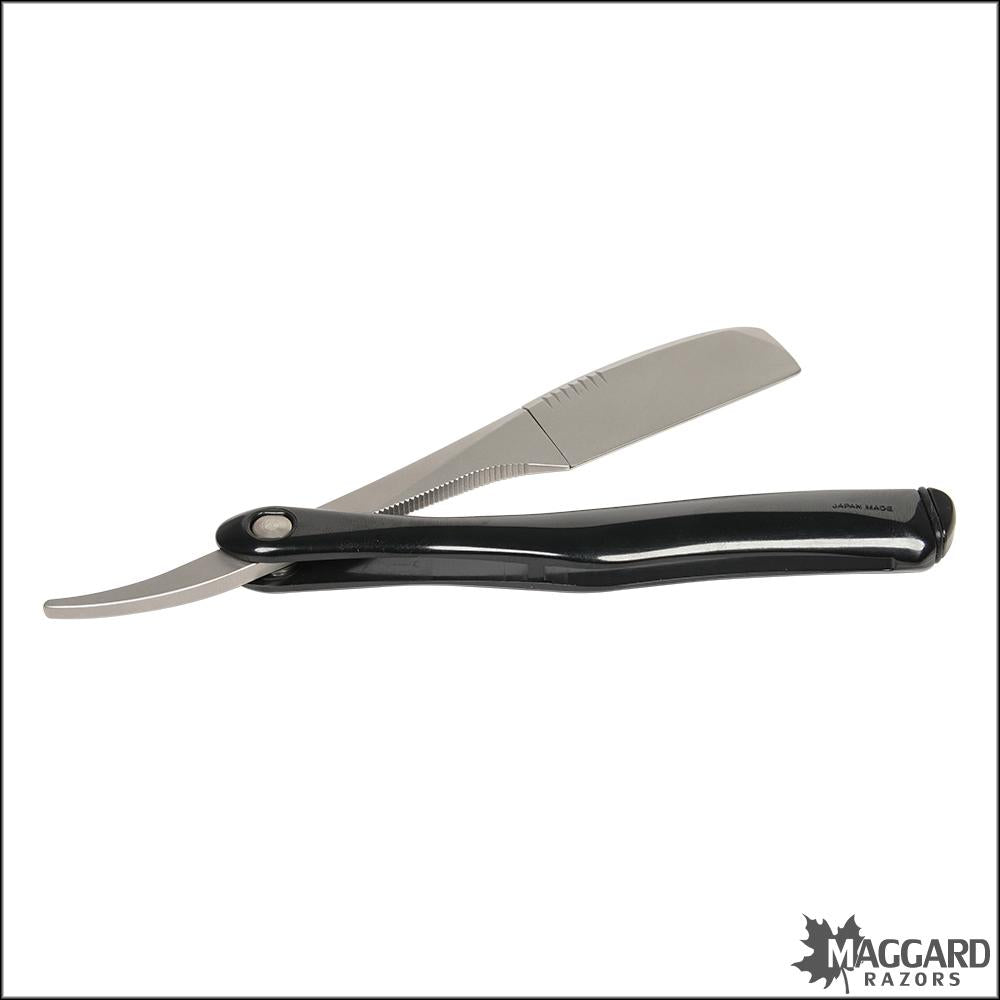 KAI CAPTAIN R7 STANDARD FOLDING STRAIGHT RAZOR SHAVETTE, BLACK HANDLE