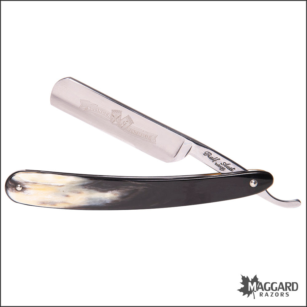 RALF AUST 102NPHH-R-E - 5/8" ROUND POINT, HORN SCALES, PROFESSIONALLY HONED