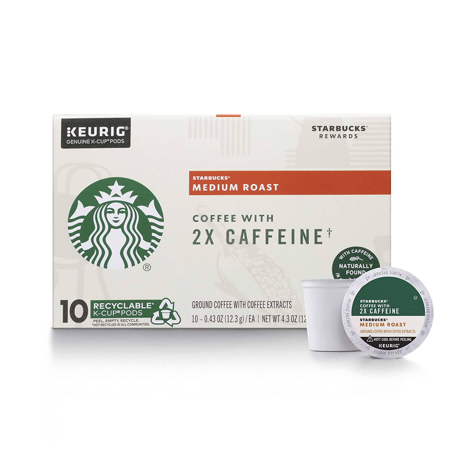 Starbucks  Coffee Pods with 2 x Caffeine - 10 Count