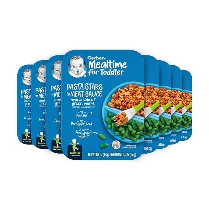 Gerber Mealtime for Toddler Pasta Stars in Meat Sauce with Side of Green Beans - 6.80 Oz - 8'li Paket