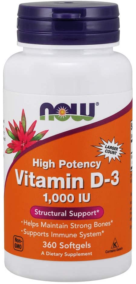 NOW Supplements Vitamin D-3 1,000 IU - 360 Tablet
