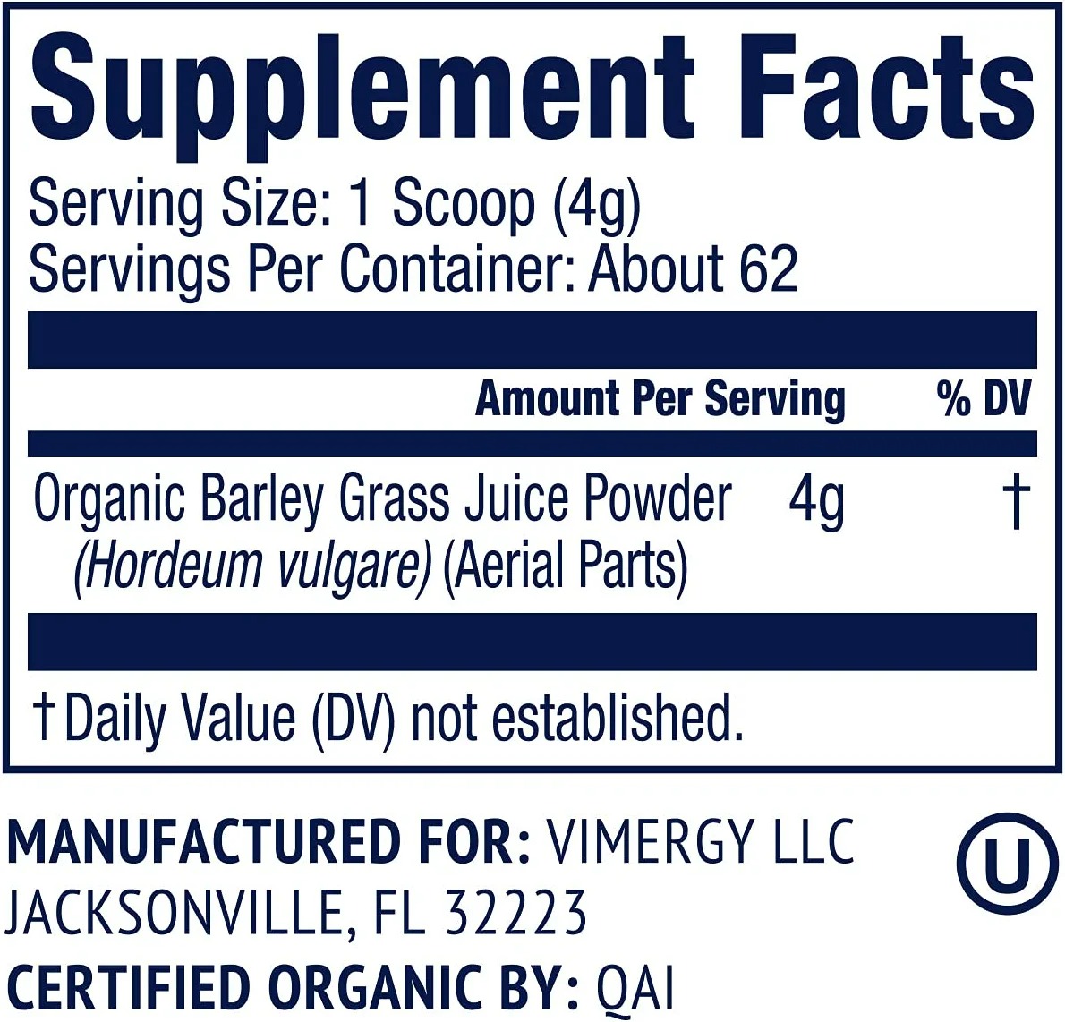 Vimergy USDA Organic Barley Grass Juice Powder - 250 Gr-2