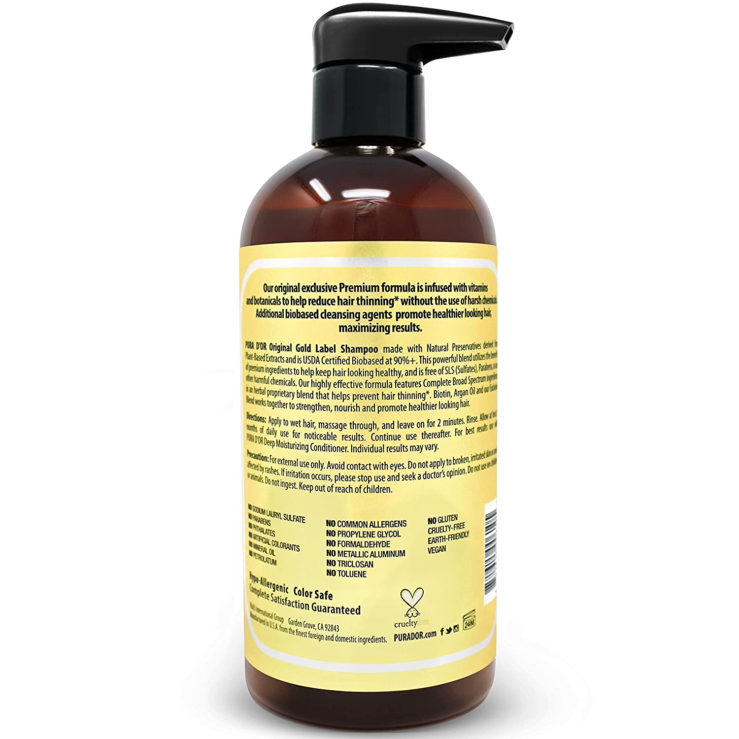 Pura D'or Original Gold Label Biotin Shampoo - 16 oz-1