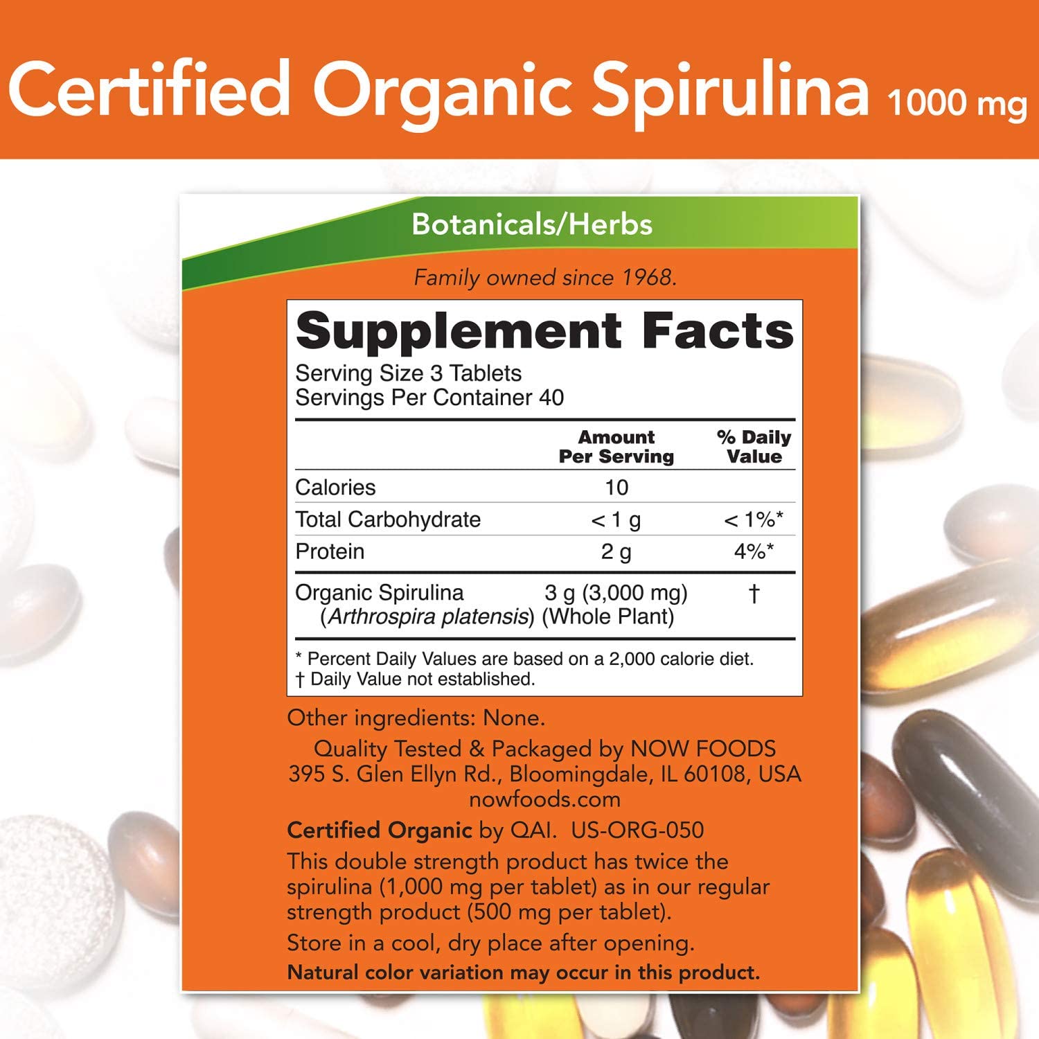 NOW Supplements Spirulina 1000 mg - 120 Tablet-1