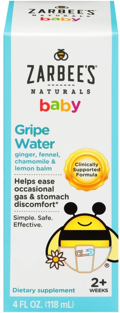 Zarbee's Naturals Baby Gripe Water, Clinically Supported Formula with Ginger, Fennel, Chamomile, Lemon Balm, 4 Ounce Bottle