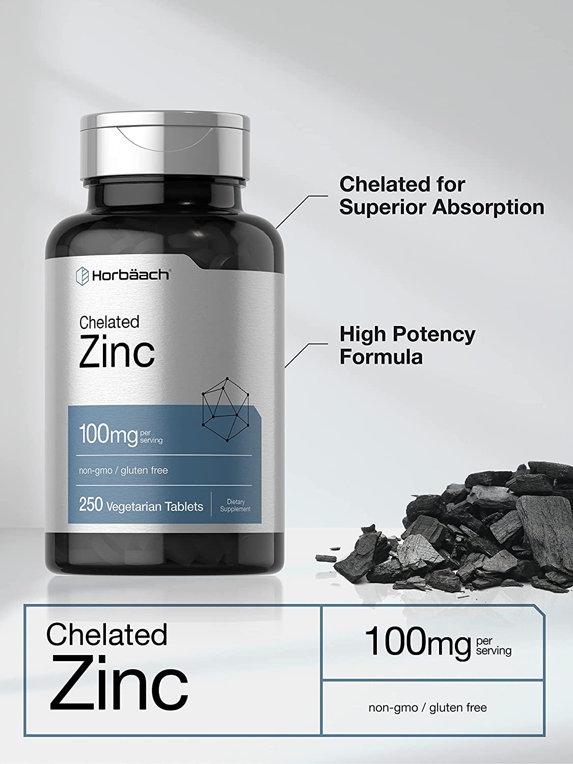 Horbaach Chelated Zinc Supplement - 250 Tablet-0