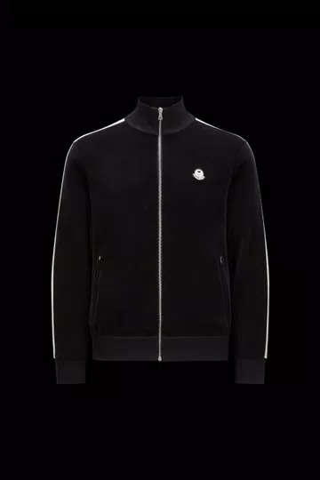 Moncler Chenille Zip Up Sweatshirt - Black