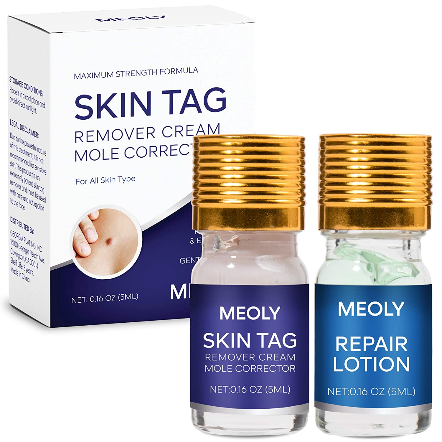Meoly Mole Remover and Skin Tag Removal Repair Lotion Set