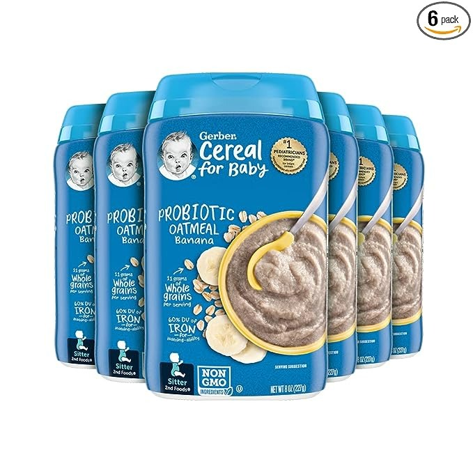 Gerber Baby Cereal 2nd Foods Probiotic Oatmeal Banana - 8 Oz - 6'lı Paket