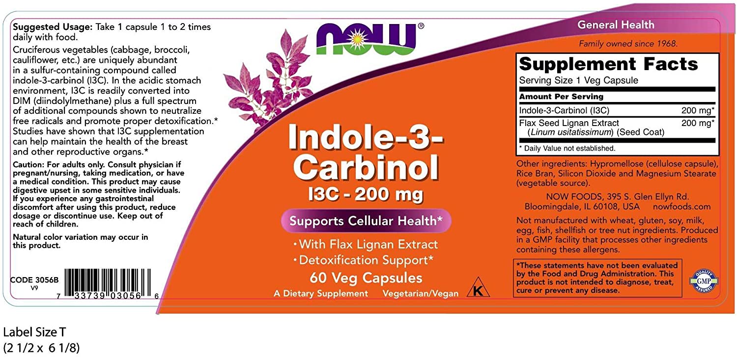 NOW Supplements Indole-3-Carbinol 200 mg - 60 Tablet-1