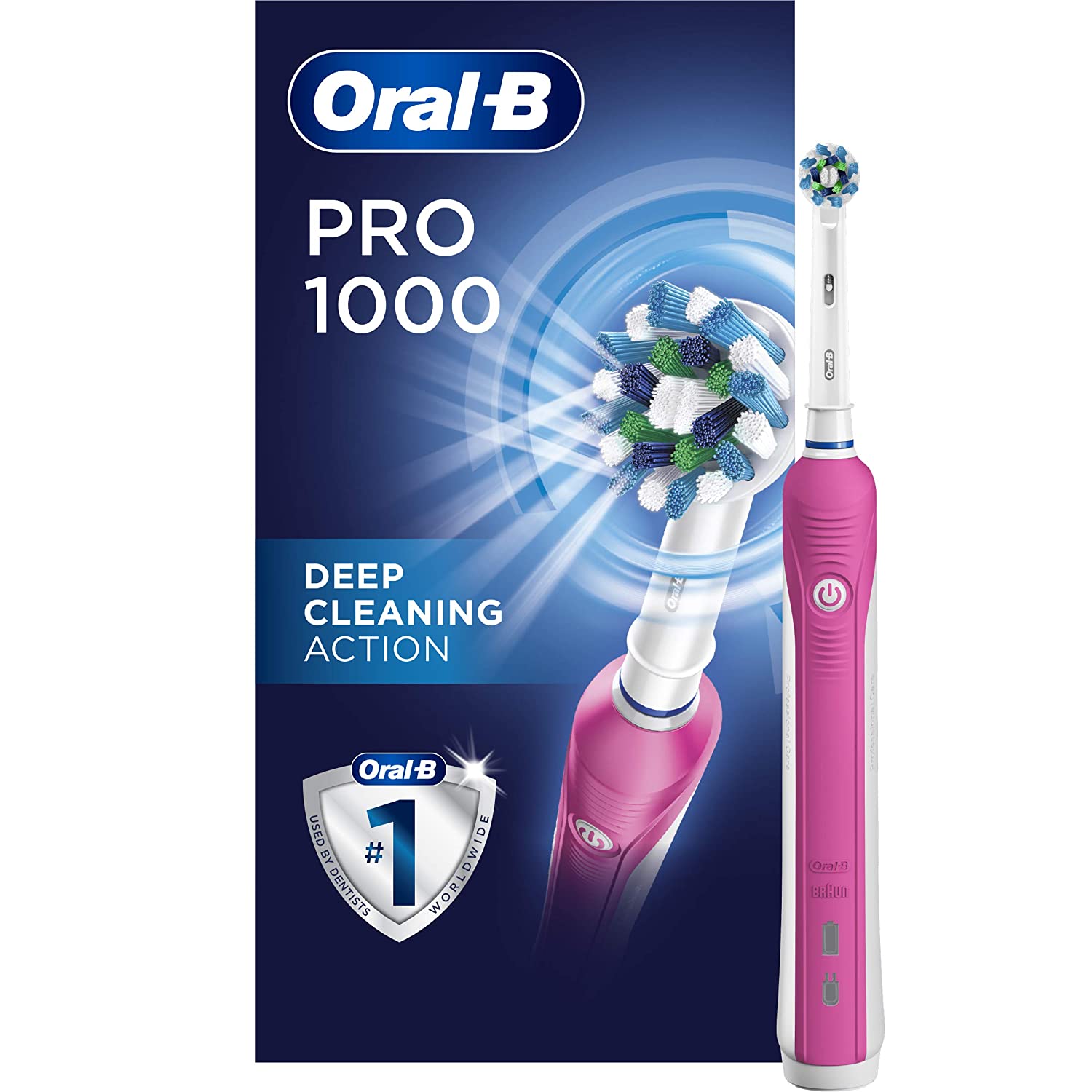 Oral-B Pro 1000 CrossAction Electric Toothbrush - Pink-0