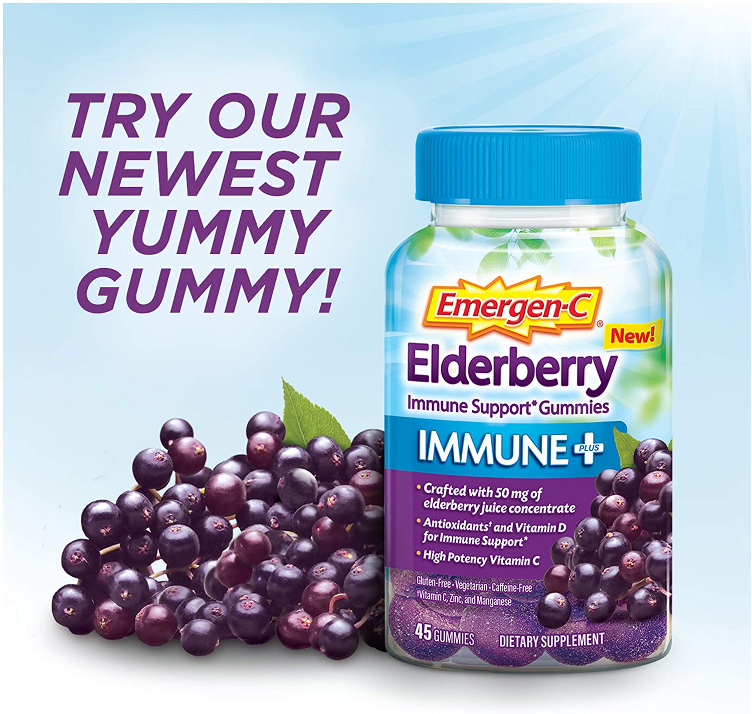 Emergen-C Immune Elderberry 750 mg Vitamin C - 45 Gummies-0