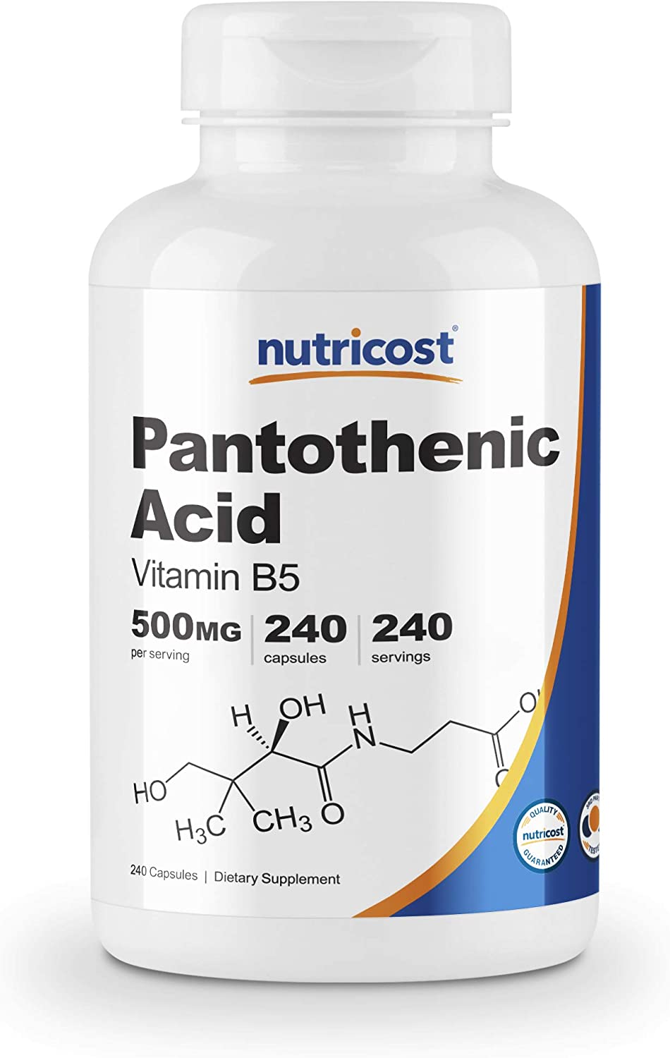 Nutricost Pantothenic Acid (Vitamin B5) 500mg - 240 Tablet