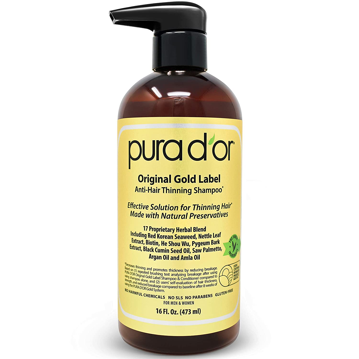 Pura D'or Original Gold Label Biotin Shampoo - 16 oz