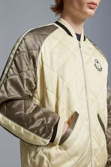 Moncler Gosper Down Varsity Jacket - White & Brown-2