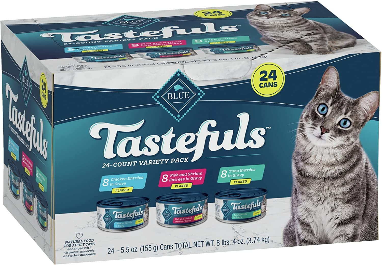 Blue Buffalo Tastefuls Natural Flaked Wet Cat Food Variety Pack - 24 Count