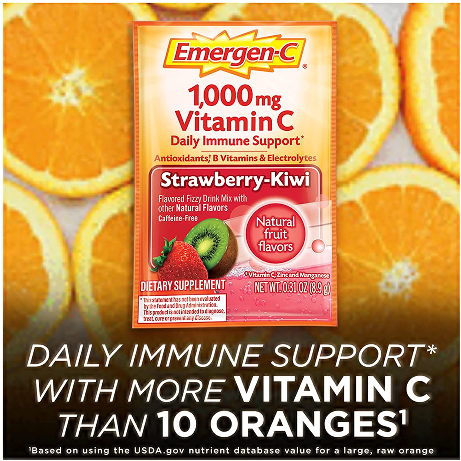 Emergen-C 1000mg Vitamin C Strawberry-Kiwi Powder - 30 Paket-0