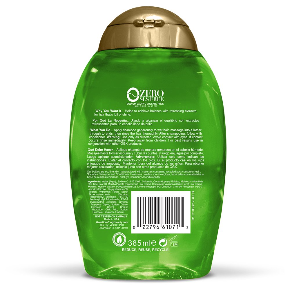 OGX Refreshing Scalp Teatree Mint Shampoo - 385 ml-2