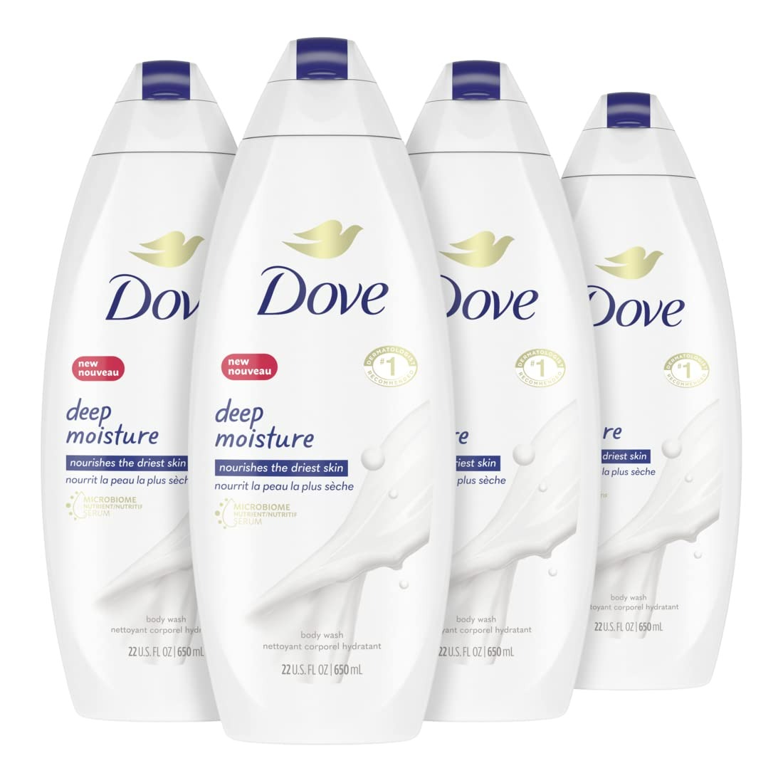 Dove Deep Moisture Body Wash 4 Pack - 650 ml