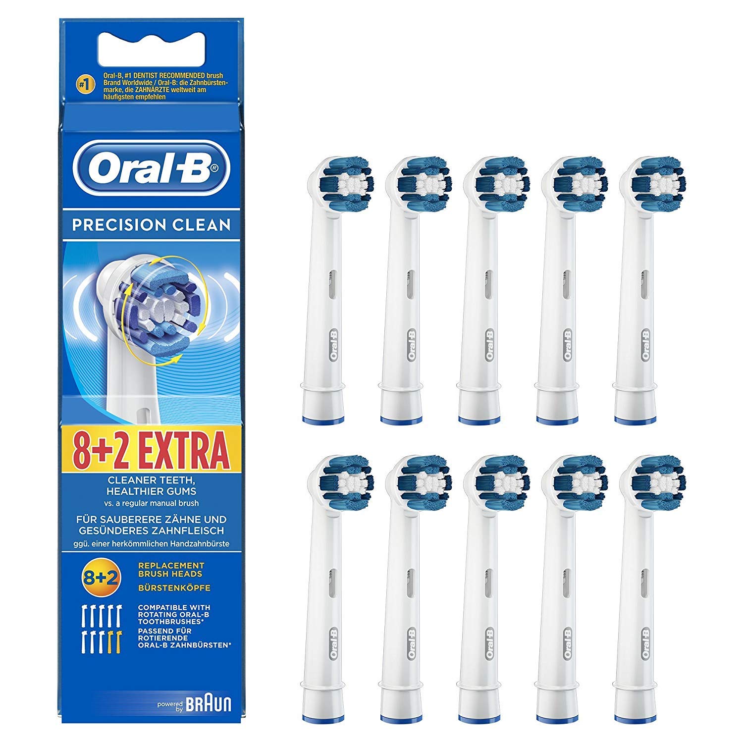 Oral-B Braun Precision Clean Toothbrush Heads - 10 Adet-1