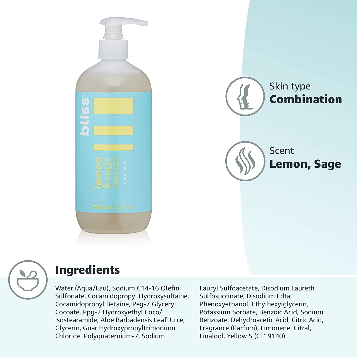 Bliss Lemon & Sage Soapy Suds Body Wash - 505 ml